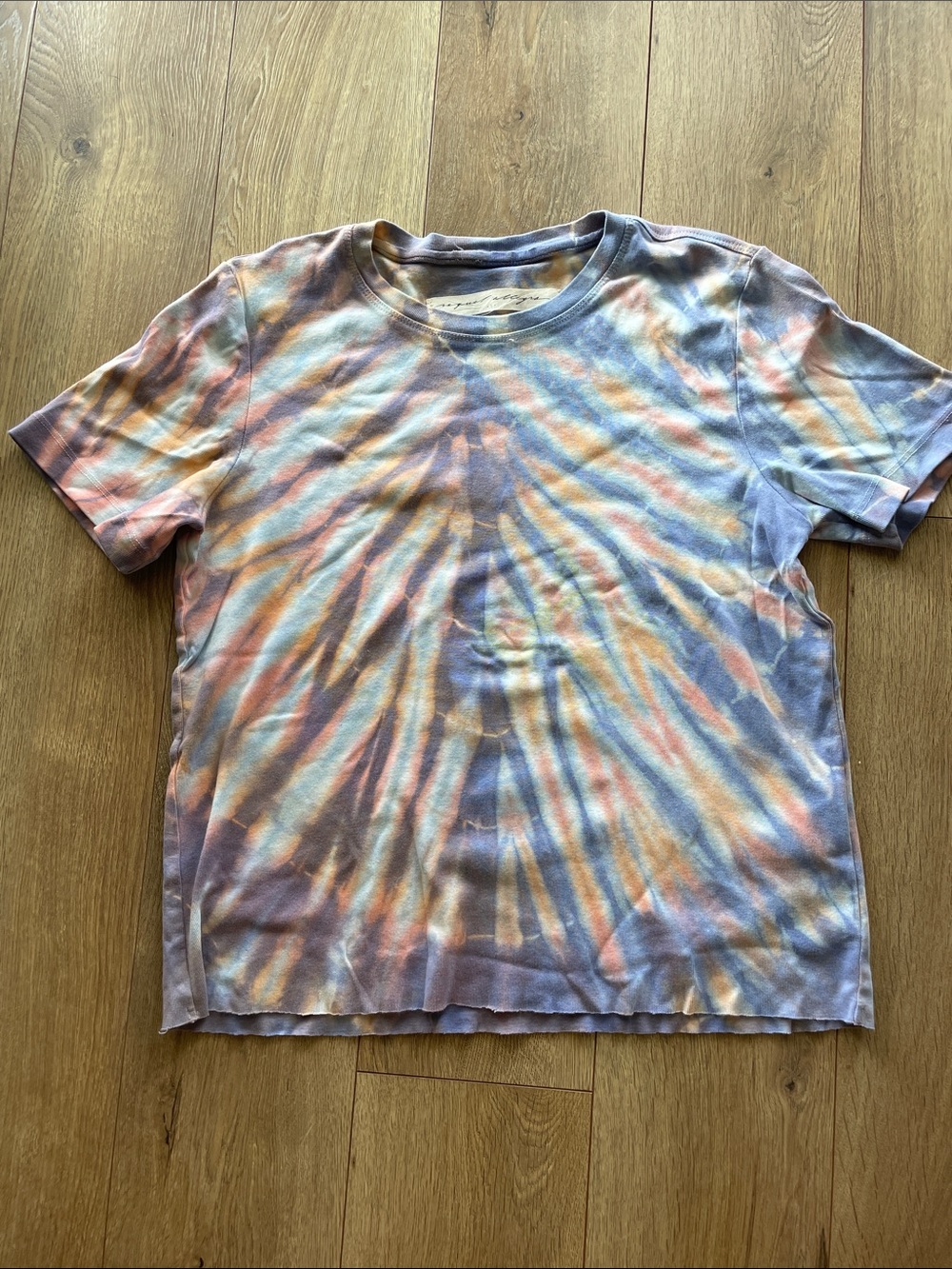 Raquel Allegra Pastel Tie-Dye Tee in Lavender, Peach, Sky Blue, Cream